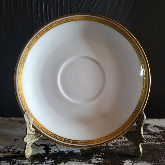 Antique Haviland Limoges France "S" Monogrammed White and Gold Cup and Saucer - Picture 4 of 8
